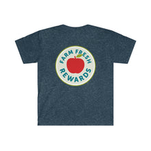 Load image into Gallery viewer, Farm Fresh Rewards - Blue Hill Coop on Front Unisex Softstyle T-Shirt