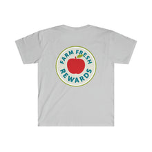 Load image into Gallery viewer, Farm Fresh Rewards - Machias Marketplace on Front Unisex Softstyle T-Shirt