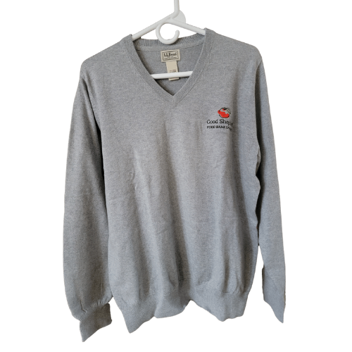 LL Bean Light Grey V-Neck Sweater - Men's Medium