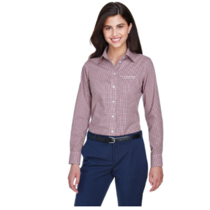 Long Sleeve Ladies' Gingham Button Down