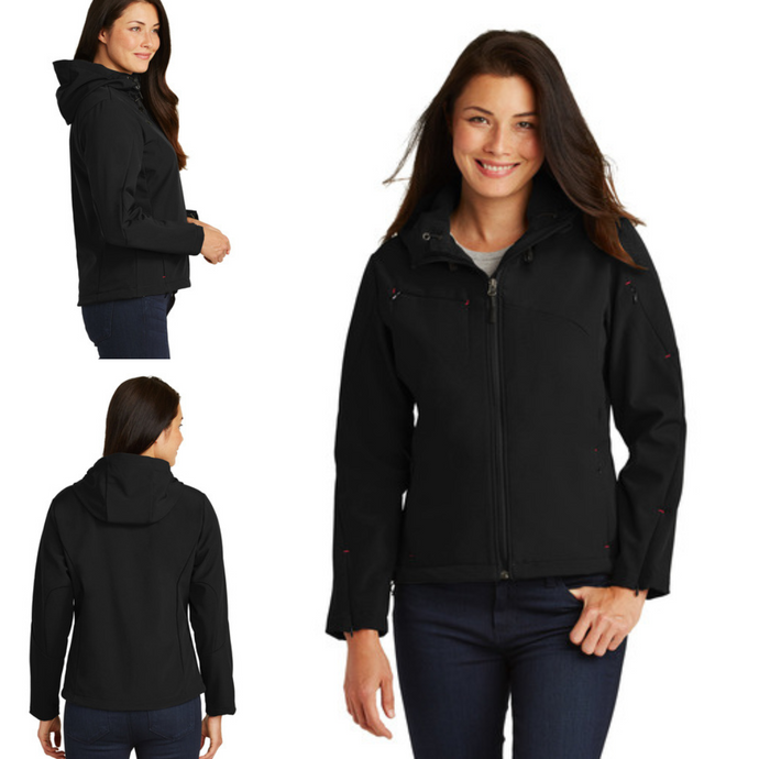 In Stock Winter Gear - Ladies Textured Hooded Soft Shell Jacket