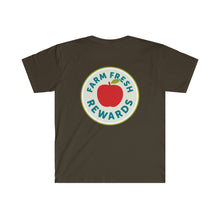 Load image into Gallery viewer, Farm Fresh Rewards - Blue Hill Coop on Front Unisex Softstyle T-Shirt
